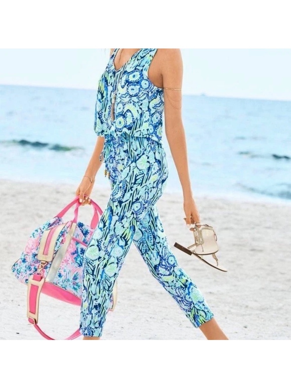 Lilly Pulitzer Paulina Jumpsuit Indigo Sunset Blue Size Small Resort Vacation
